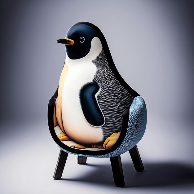 Photo ai generated illustrution designer sofa inspired by cute penguin