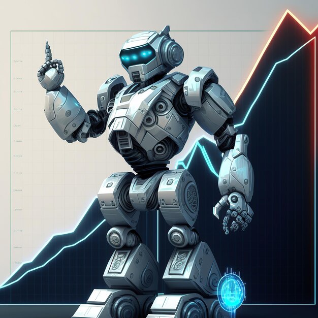 ai generated illustrution robot with rising graph