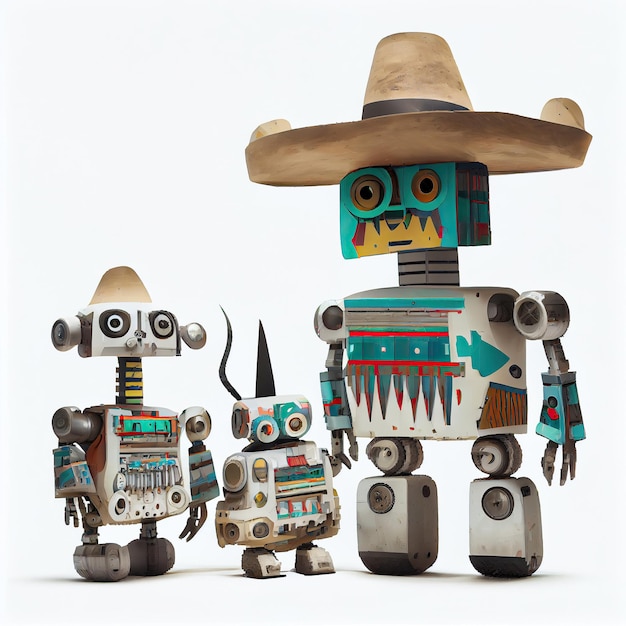 ai generated illustrution traditional design of oaxaca robot