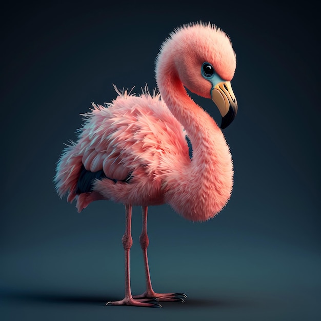 愛らしいピンクの赤ちゃんフラミゴの AI 生成画像