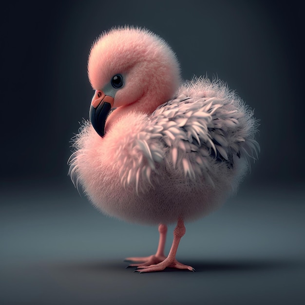 Ai generated image of adorable pink baby flamigo