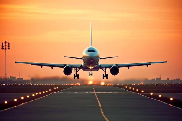 Immagine generata da ai di un aeroplano nella scena dell'aeroporto