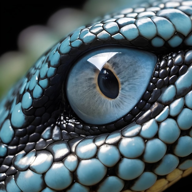 Photo ai generated image of a aquamarine venomous snake eye in nourmeanew caledonia