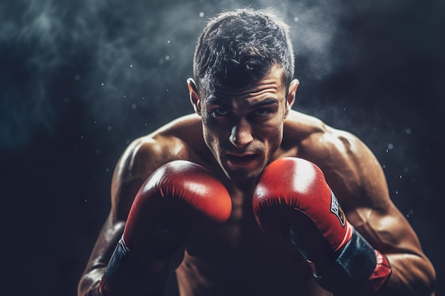 AI generated image of a boxer on black background