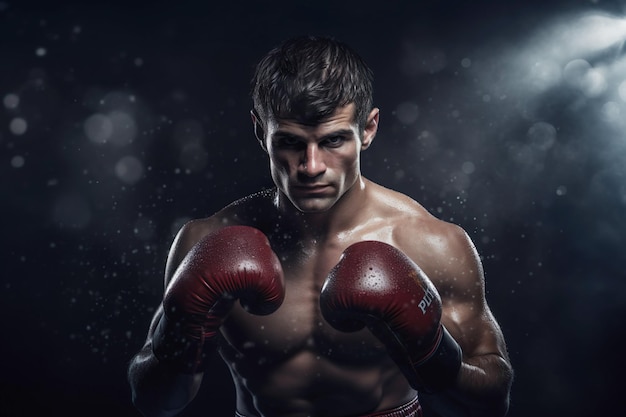 AI generated image of a boxer on black background