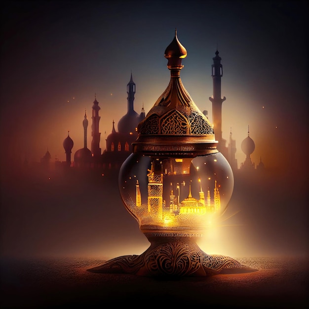 Ai generated image of designer arabic lantern