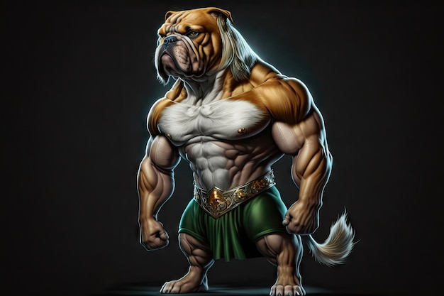 Ai generated image of a dog muscleman generative ai background of an animal bodybuilder