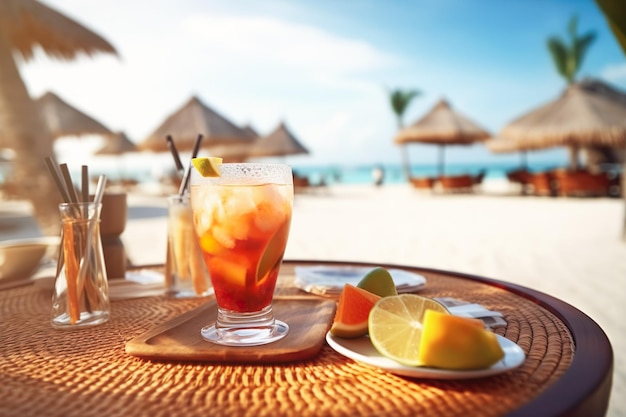 AI generated image of drink on the beach