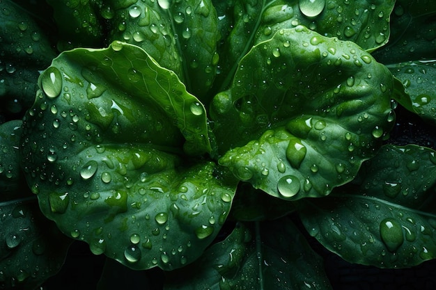 사진 ai 생성 이미지 물방울에 젖은 식물의 잎