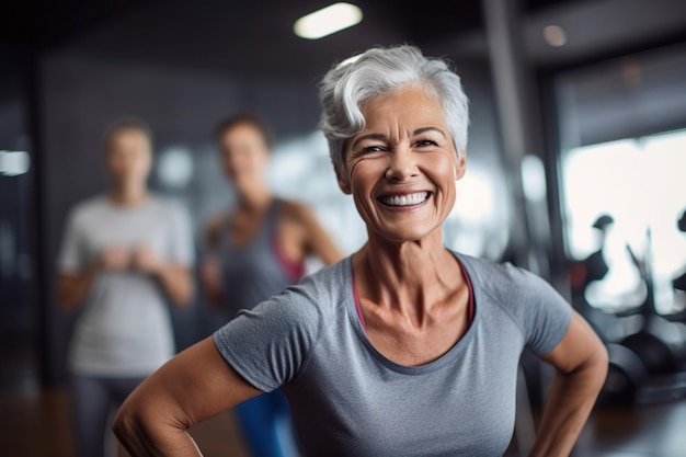 AI generated image of mature woman at gym