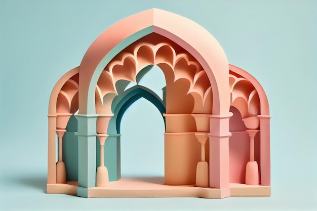 Ai generated image of plasticine arch of mosque