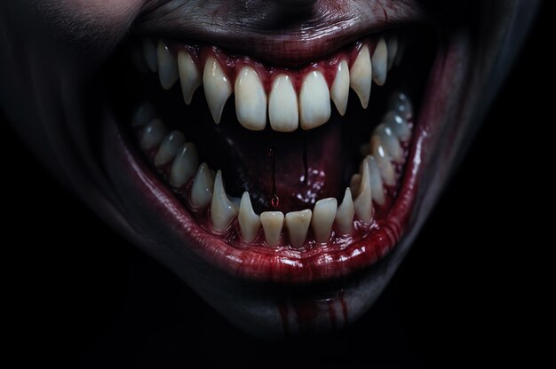 Photo ai generated image of vampire on black background high quality photo