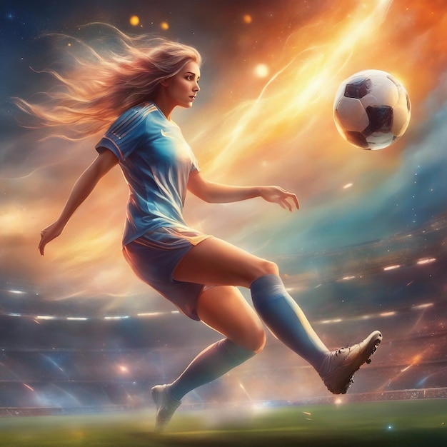 Изображение женщины-футболистки, созданное искусственным интеллектом