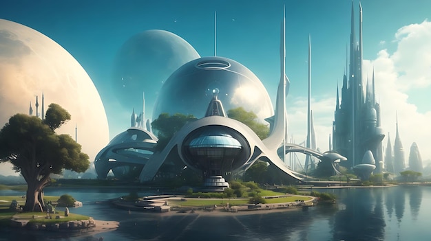 Ai generated incredible future world planet