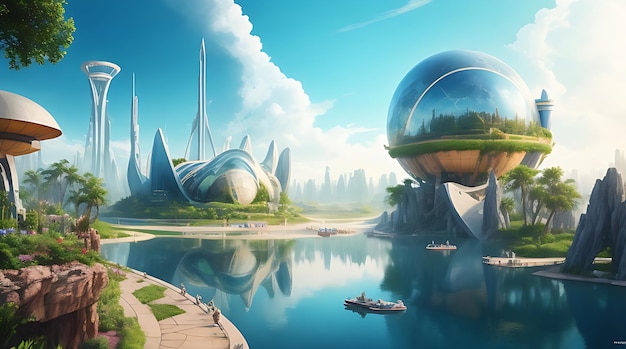 Ai generated incredible future world planet