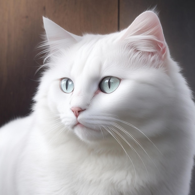 AI generated intelligent cat sitting looking with blue eyes