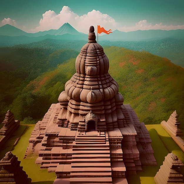 AI generated Lord Shiva's old Hindu temple top view