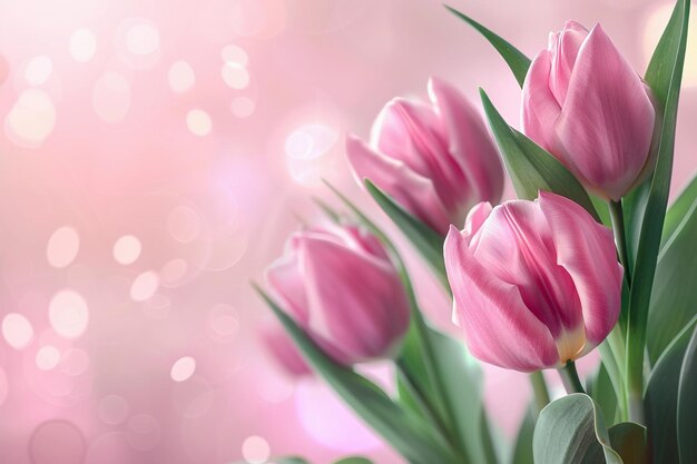 AI Generated Mothers day Valentines Day background concept with tulip flower