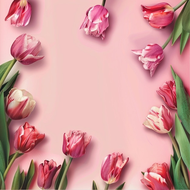 AI Generated Mothers day Valentines Day background concept with tulip flower