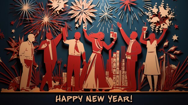 Photo ai generated new year's eve card in origami style