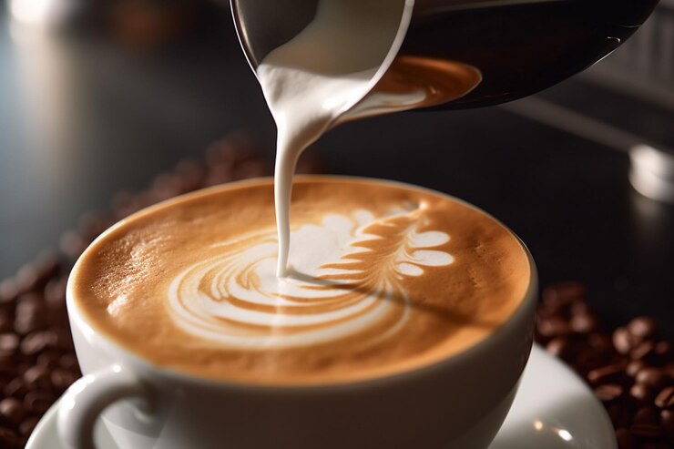 コーヒーにミルクを注ぐ人工知能で作られた人