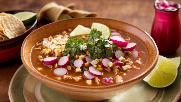 Photo ai generated photo of a delicious mexican pozole