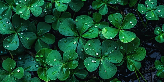 AI 生成上面図の緑の新鮮なクローブのアイルランドのシンボルの写真のリアルなイラスト AI 生成