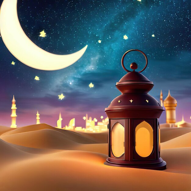 Photo ai generated photo of a traditional brass lantern ramadan celebration symbol