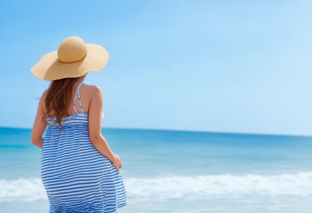 AI generated photo of a woman admiring the sea