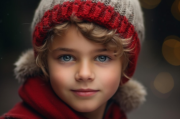 Ai generated photography of adorable cute boy in new year magic time