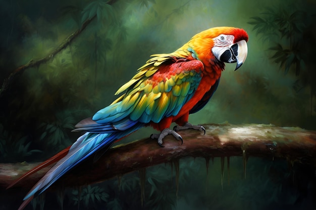 Ai generated picture of parrot sitting on the brunch