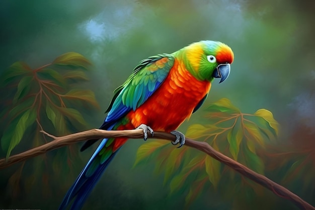 Ai generated picture of parrot sitting on the brunch