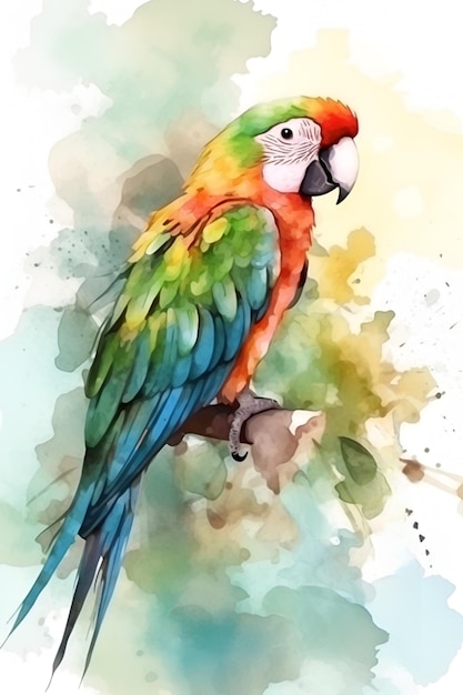 Ai generated picture of parrot sitting on the brunch