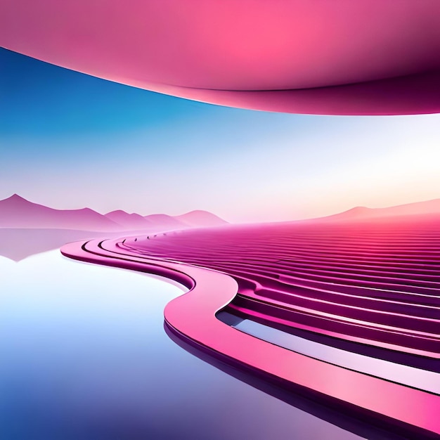 인공 지능 생성 핑크 색상 3d 자연 배경 사진