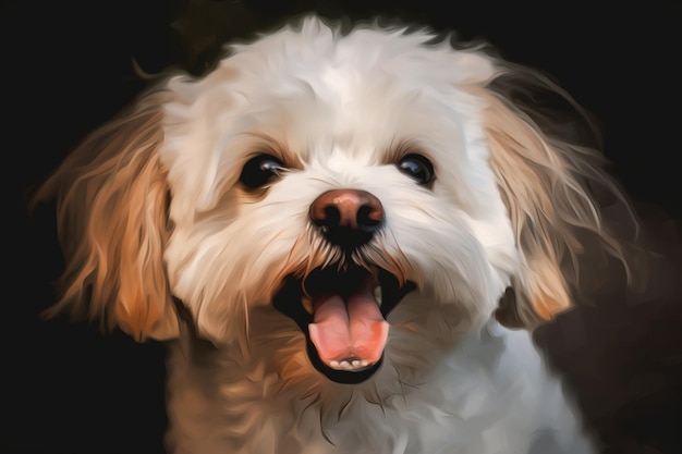 Ai generated portrait of dog breed affenpoo cute happy excited smiling