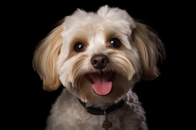 Ai сгенерировал портрет собаки породы havapoo милый счастливый взволнованный улыбается