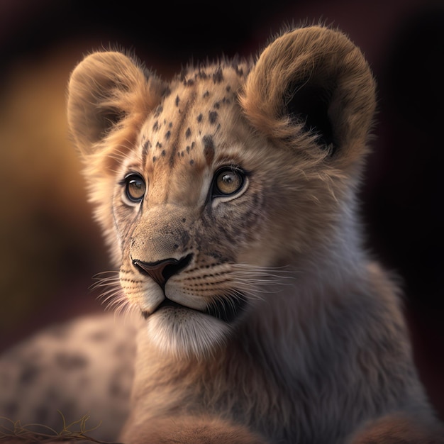 An AI-Generated Portrait of an Elegant Lion Cub