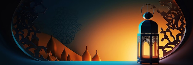 Ai generated Ramadan lantern shiny background