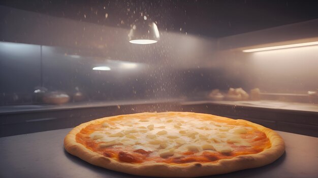 AI generated realistic freshly baked delicious pan cheese pizza