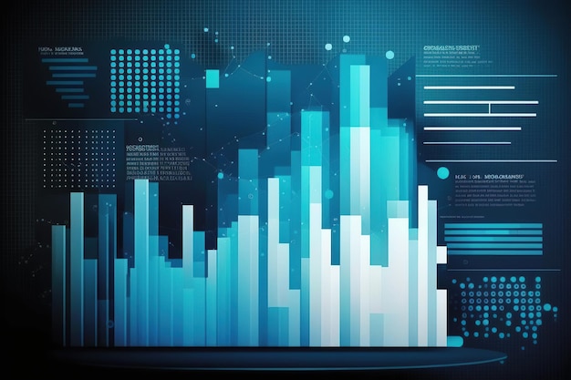 Ai generated screen displaying multiple financial reports and graphs and pie chart