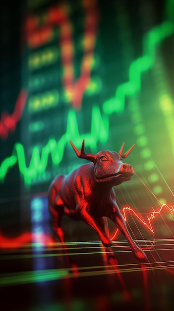 AI Generated stock bull market trading design concept background