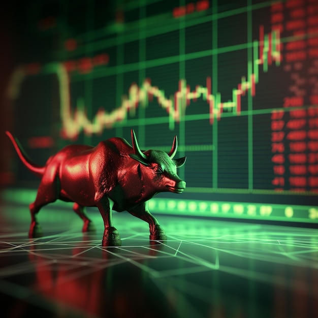 AI Generated stock bull market trading design concept background