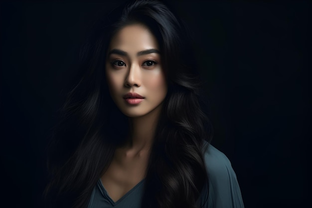 Ai generated Studio portrait of beautiful asian young lady