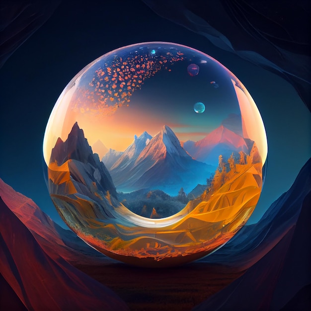 AI generated transparent color globe orb