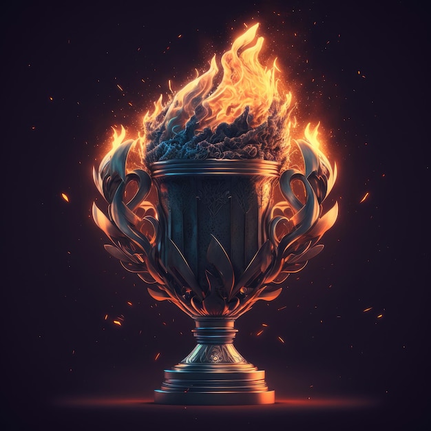 Ai generated trophy on fire