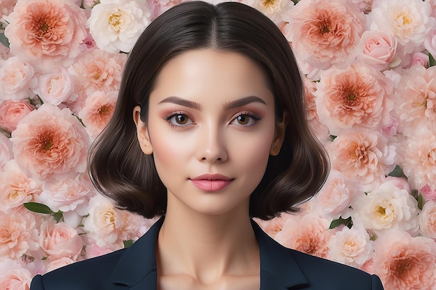 Ai generated of woman bloom portrait