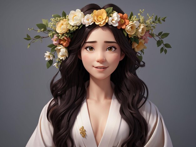 Ai generated of woman bloom portrait