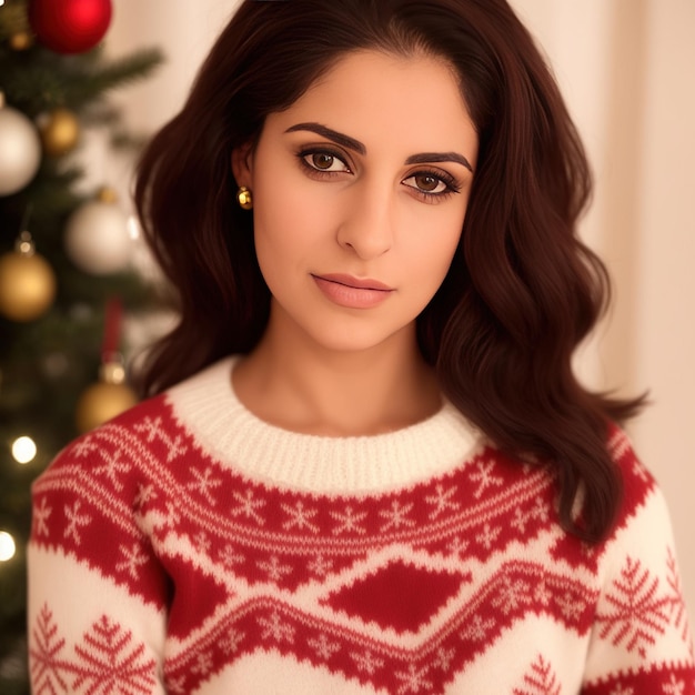 AI generated woman in a Christmas sweater