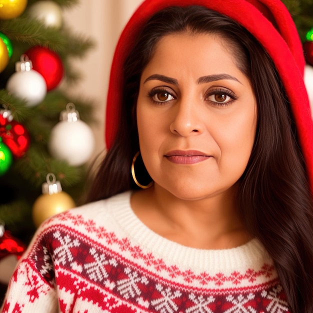 AI generated woman in a christmas sweater