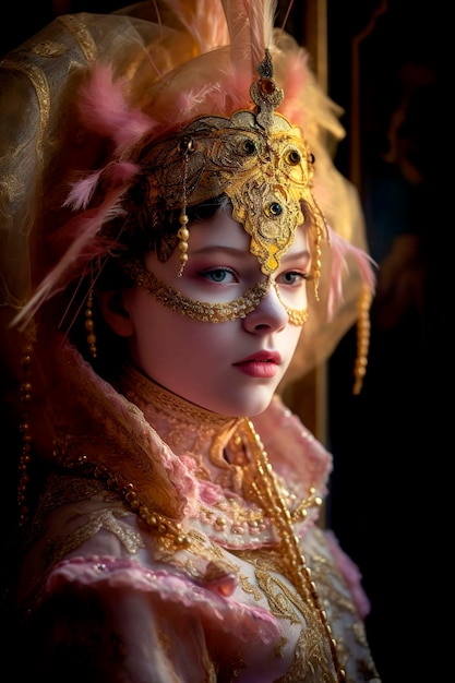 _ai_generated woman in Venetian carnival masks